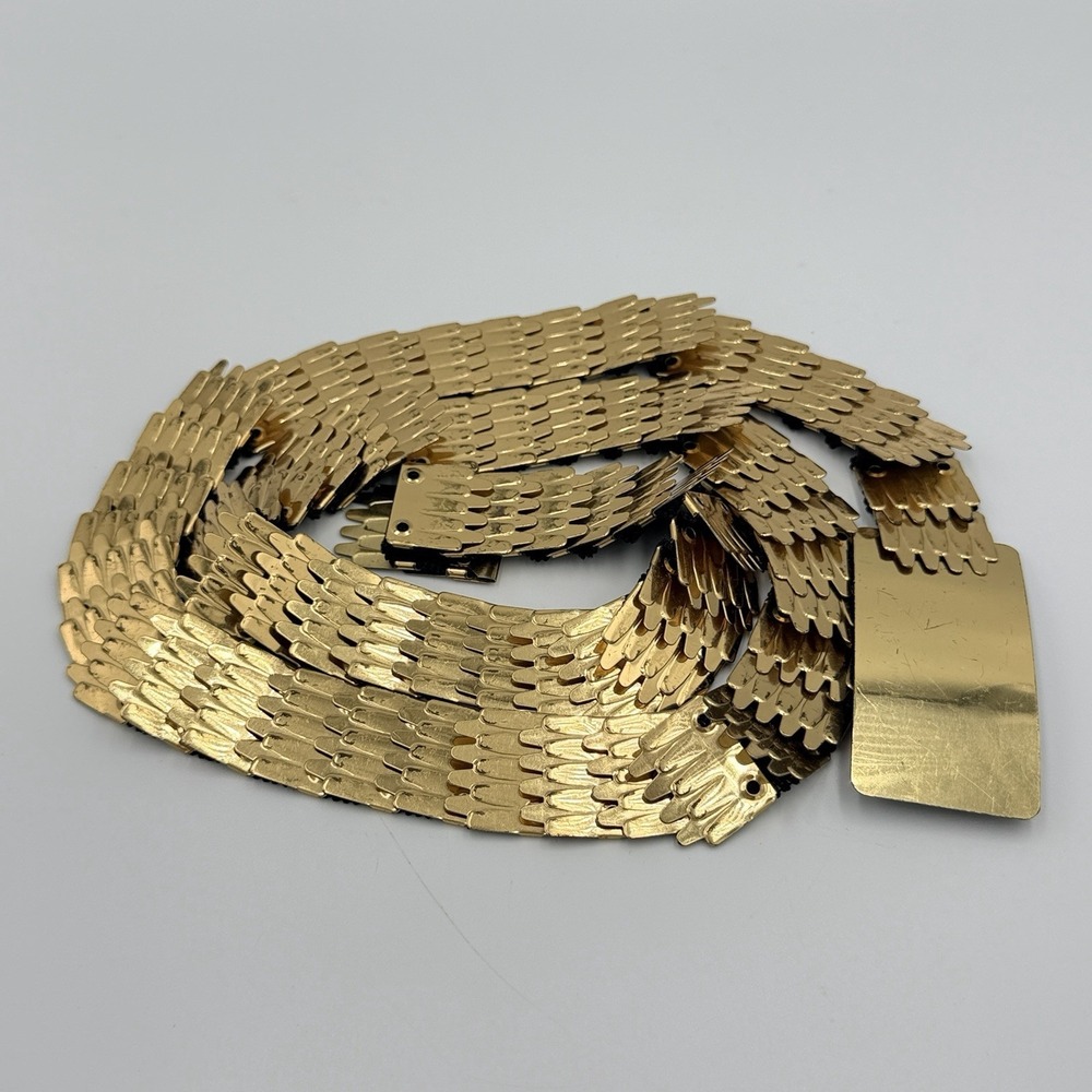 VTG Gold Fish Scale Belt Disco Glam 80s Festival Boho Stretch Mesh Statement